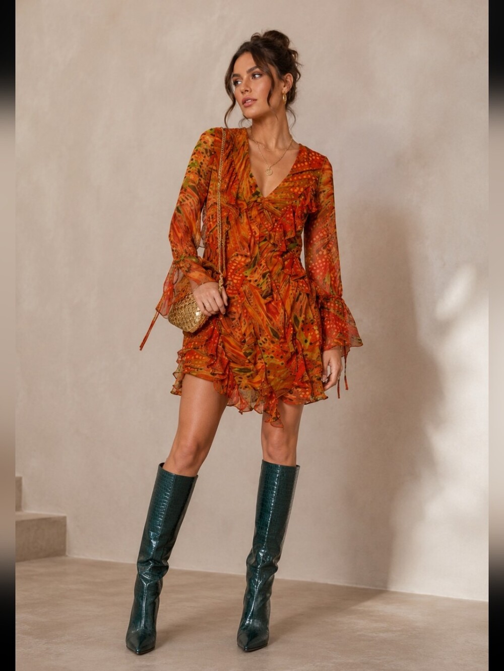 Walter Baker Vibrant Long Sleeve Dress